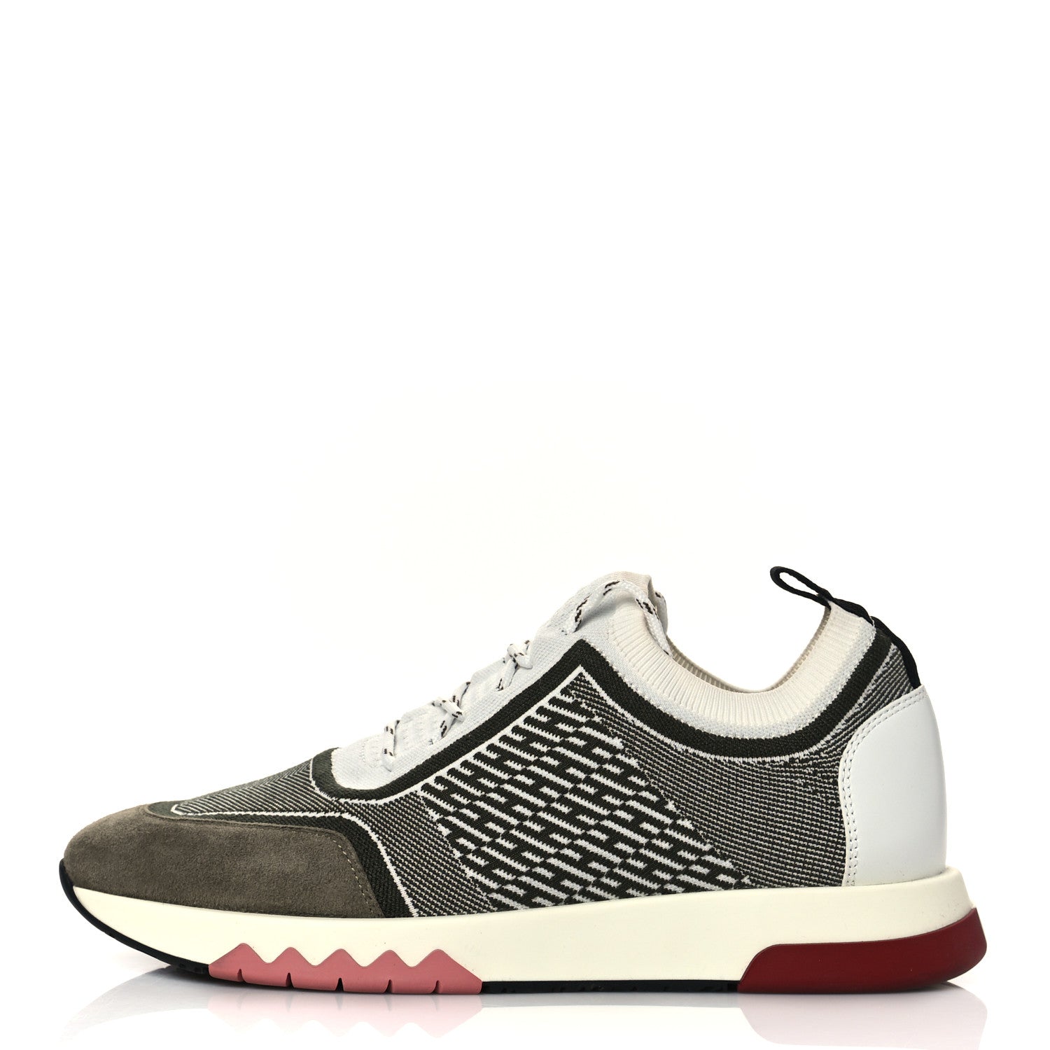 Hermes Knit Goatskin Womens Addict Sneakers 38.5 Vert The Imperial White 1 of 11