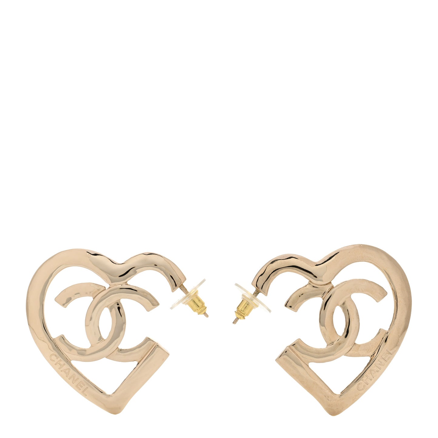 Metal CC Heart Coco In Love Hoop Earrings Gold