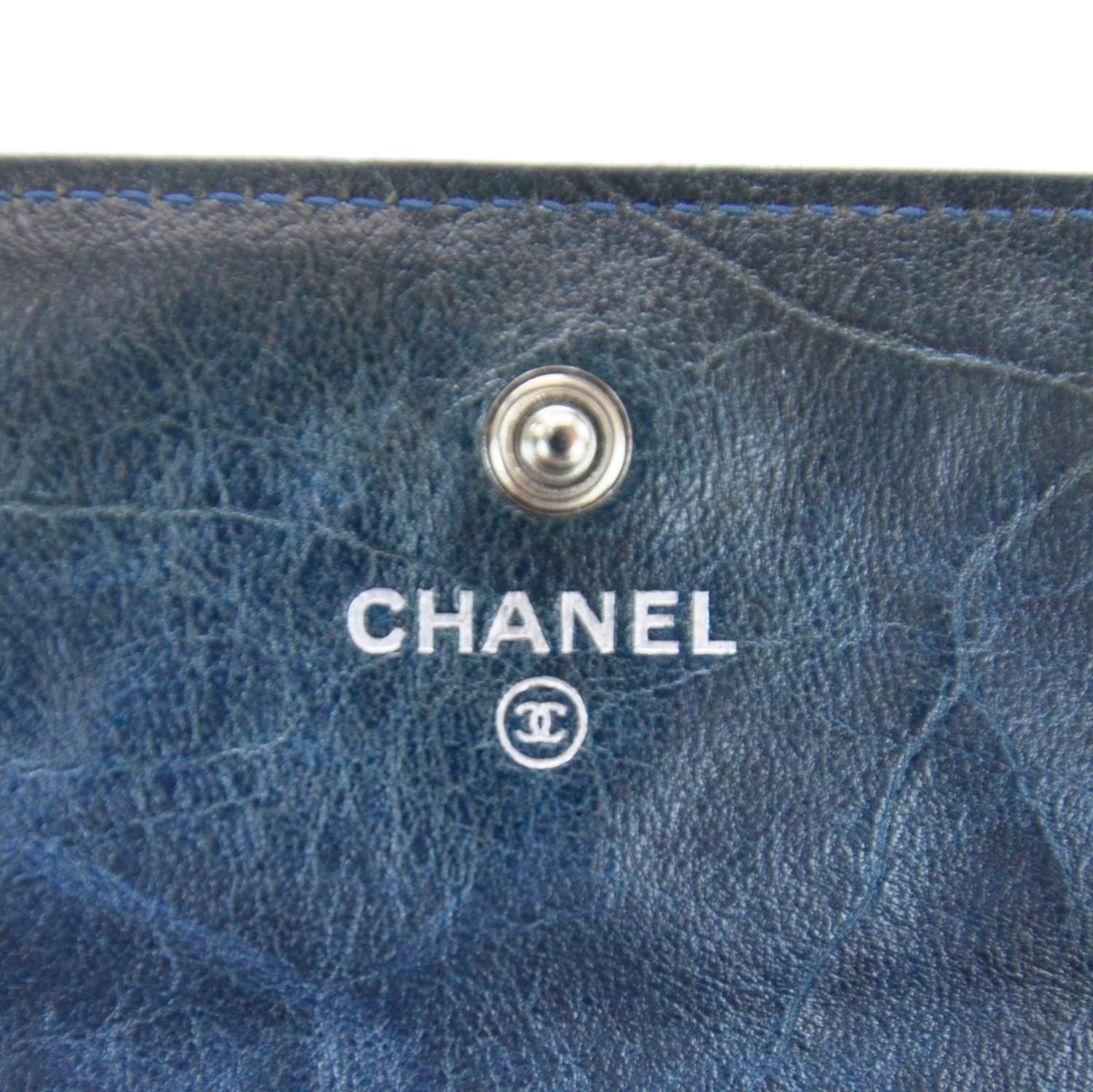 Chanel Calfskin Quilted Flap Wallet Blue 6 of 7