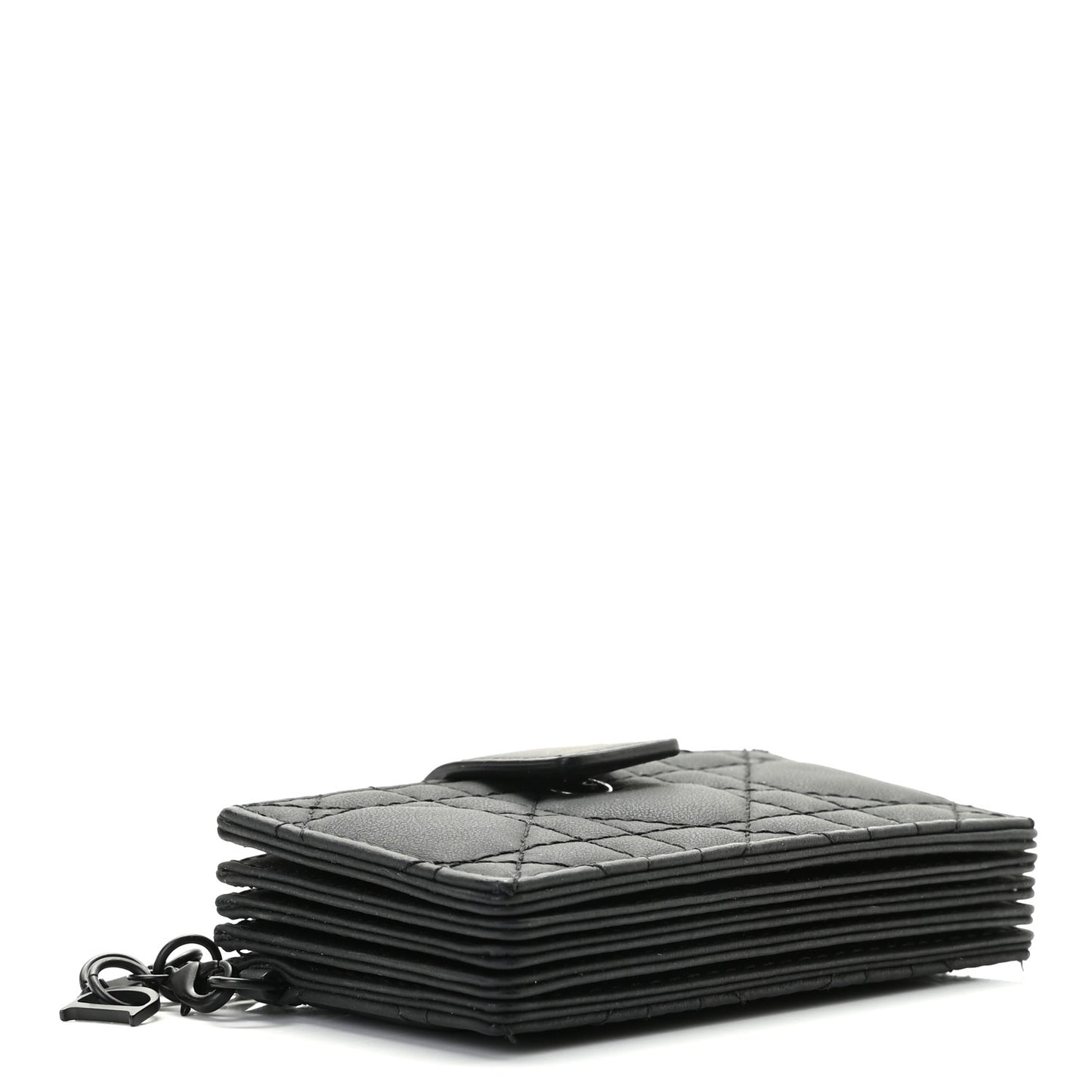 Ultra Matte Calfskin Cannage Lady Dior 5-Gusset Card Holder Black