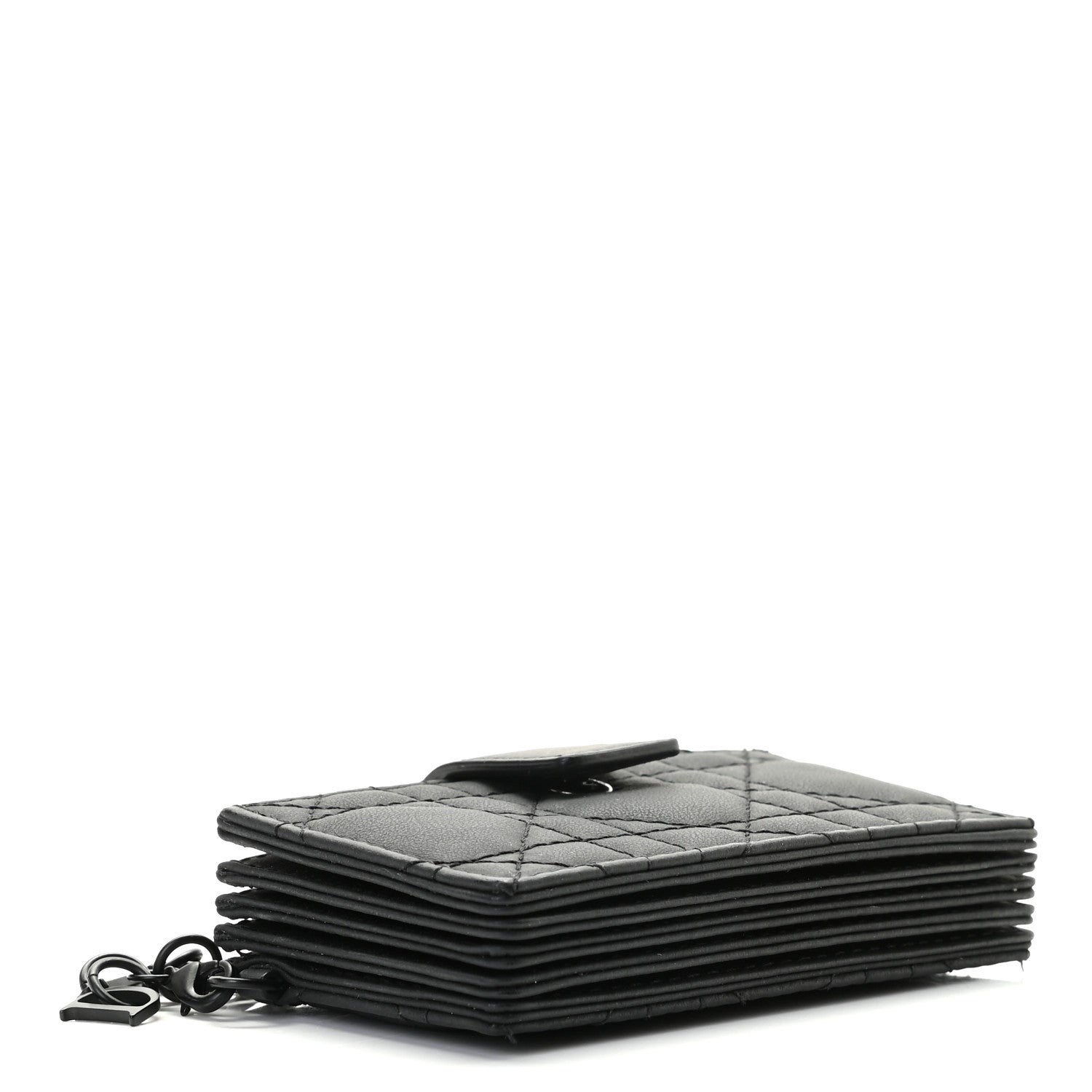 Christian Dior Ultra Matte Calfskin Cannage Lady Dior 5-Gusset Card Holder Black 4 of 7