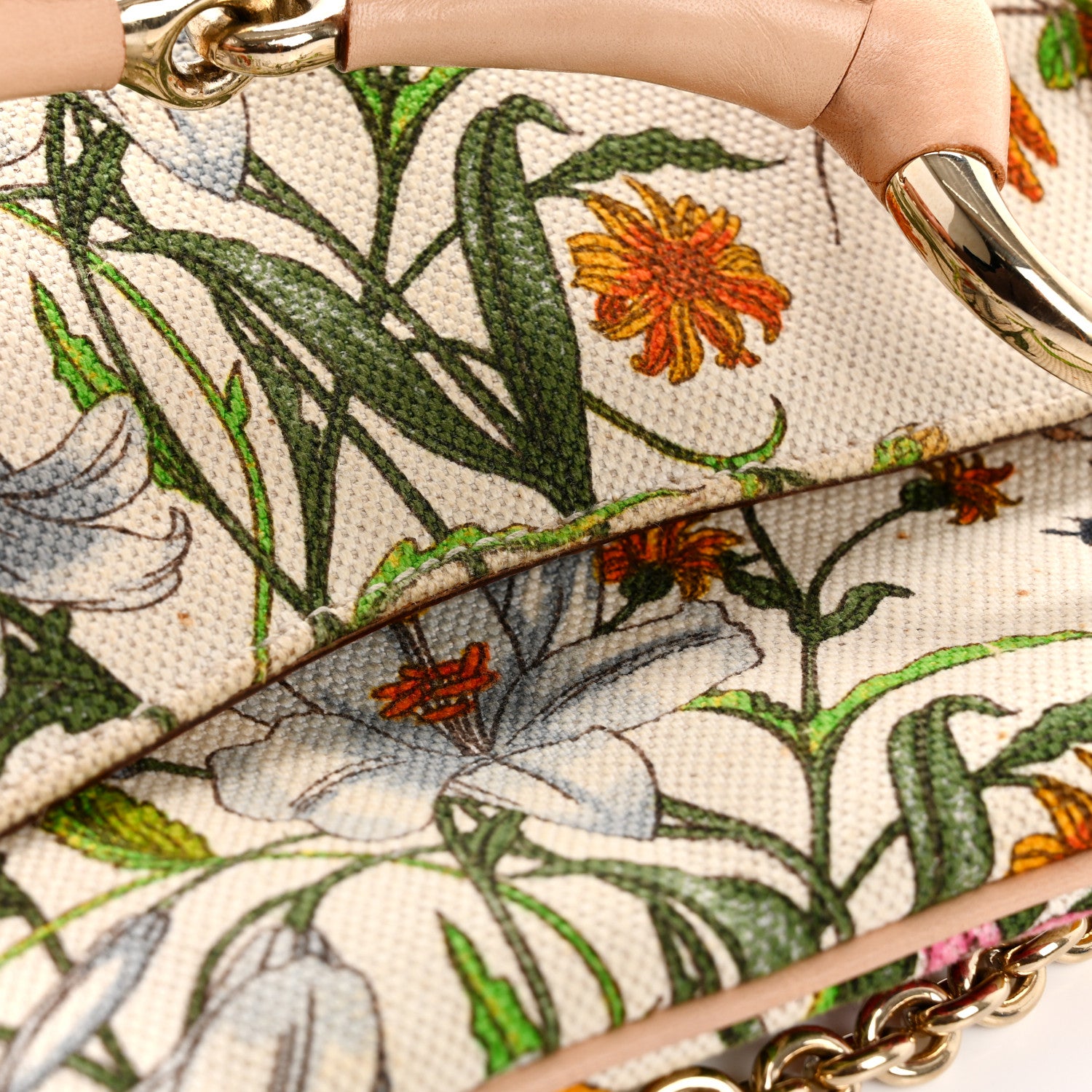 Gucci Canvas Flora Floral Horsebit Clutch 14 of 16