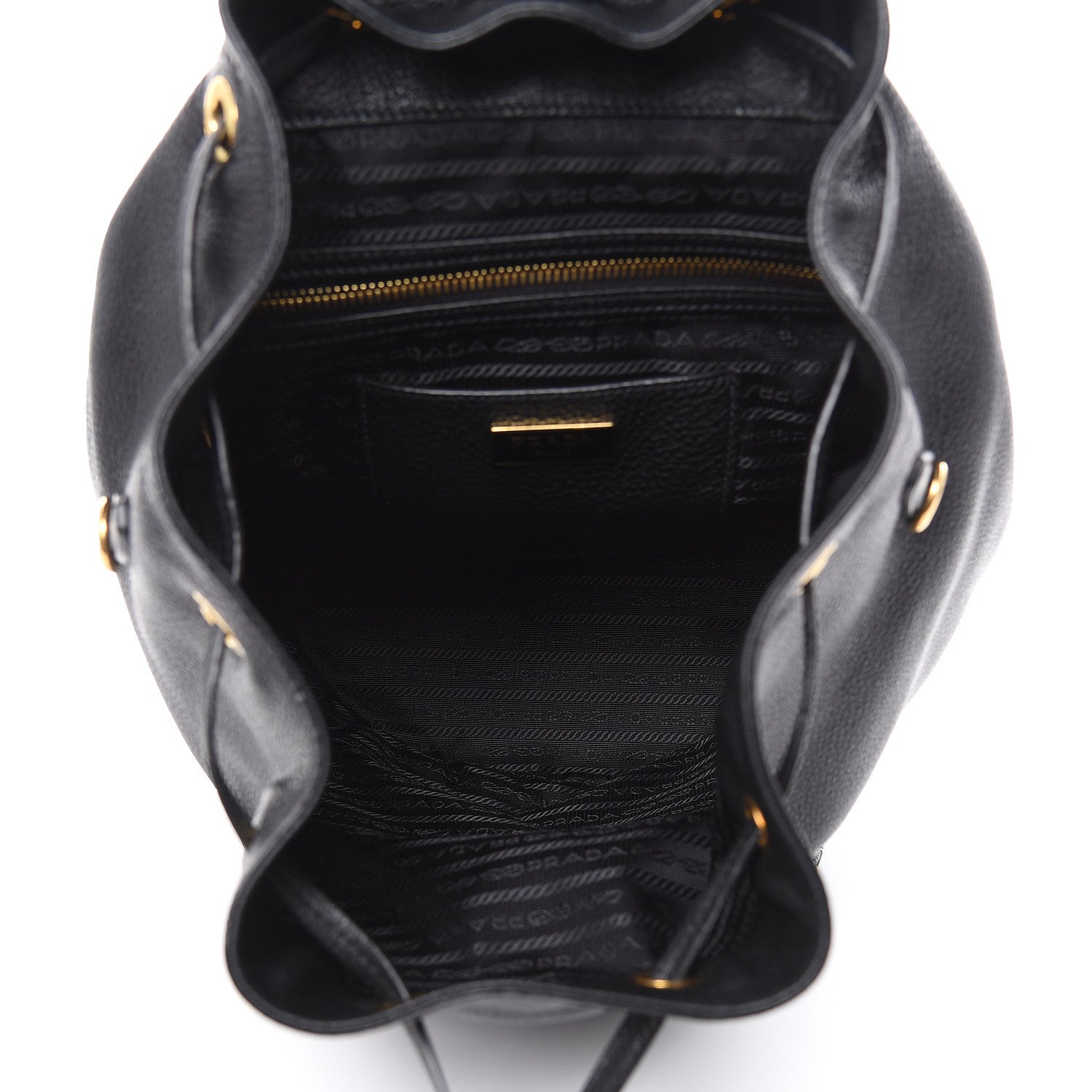 Prada Vitello Daino Cinch Backpack Black 5 of 9
