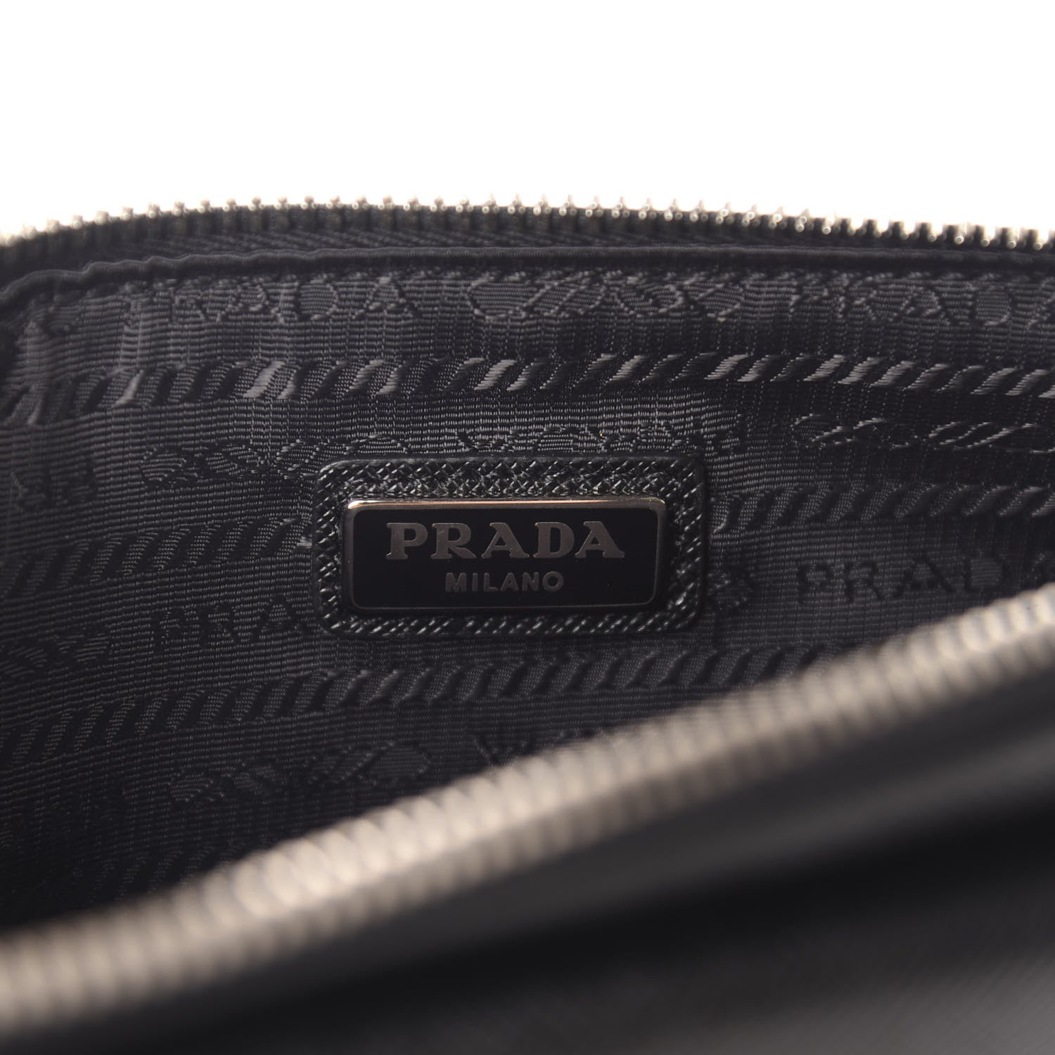 Prada Saffiano Patch Logo Clutch Black Arancio 6 of 7