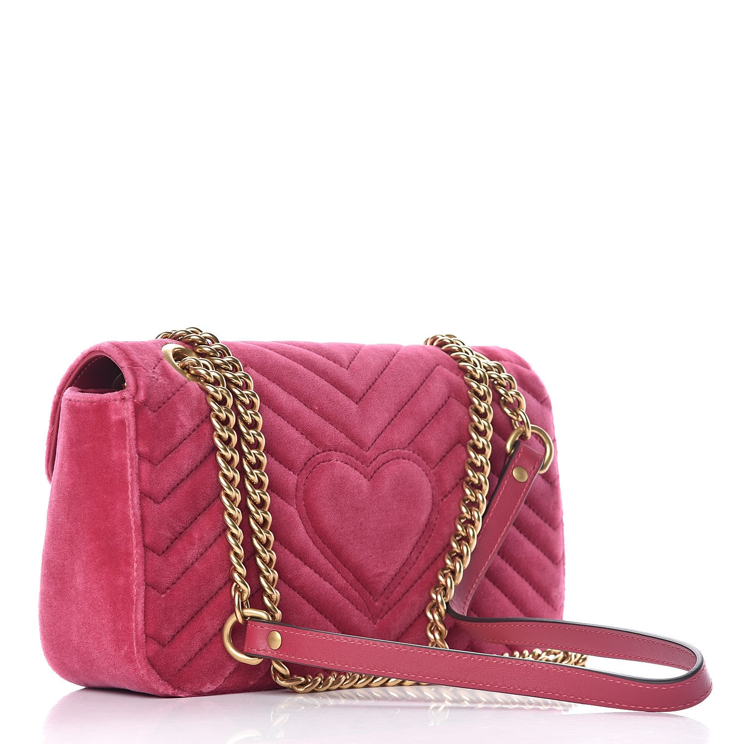 Gucci Velvet Matelasse Small GG Marmont Shoulder Bag Light Raspberry Rose 3 of 11