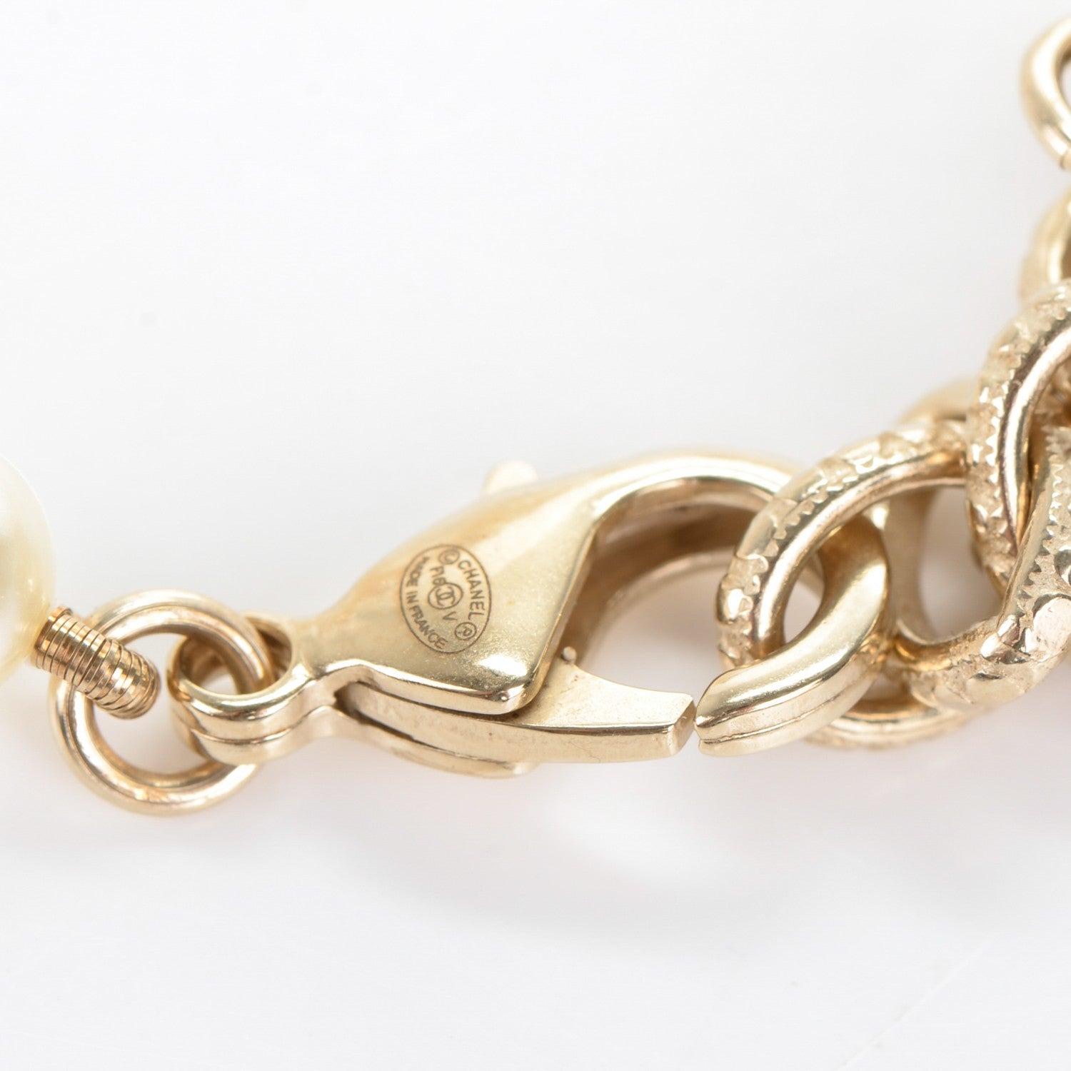 Chanel Baguette Crystal Pearl CC Bracelet Gold 4 of 4