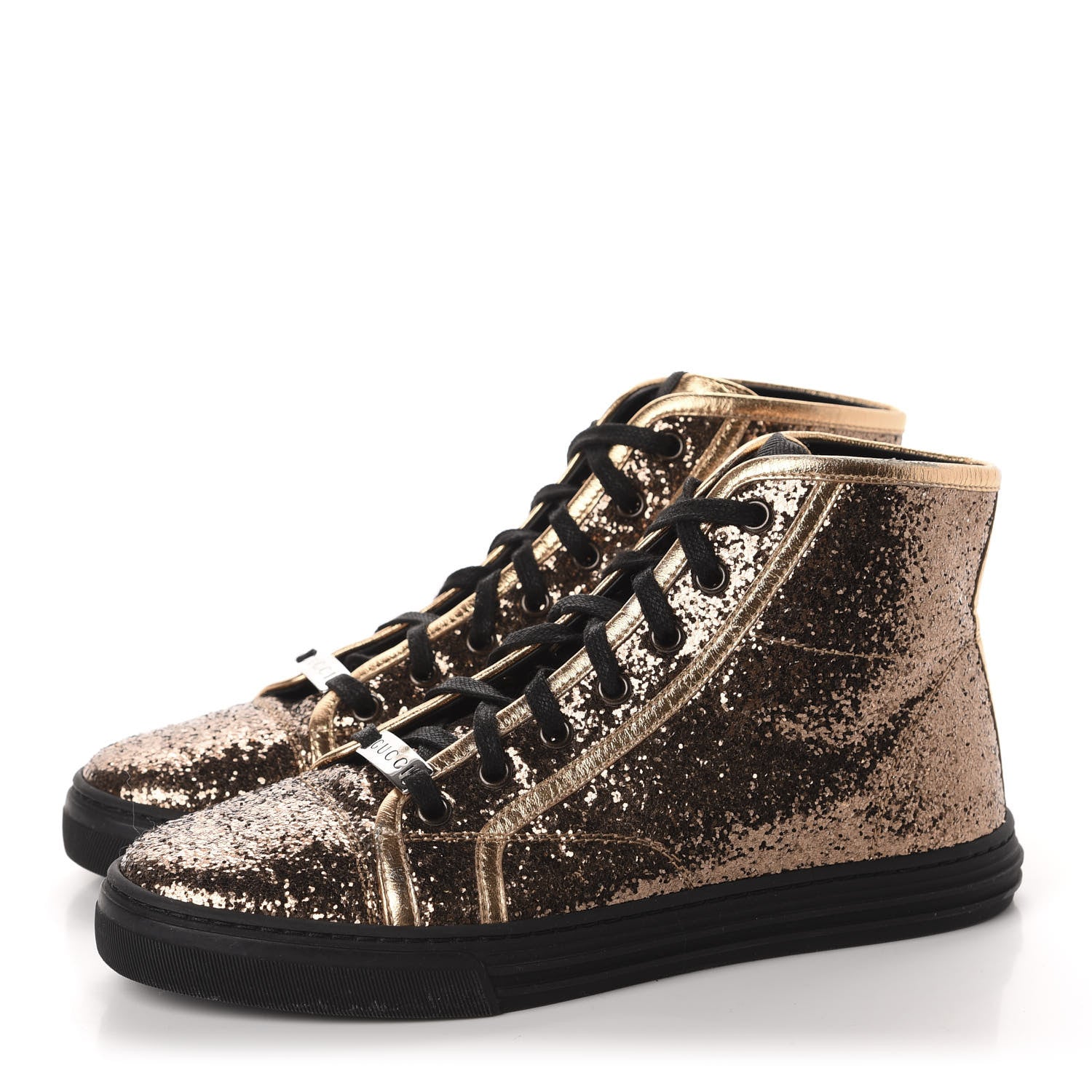Gucci Nappa Glitter Galactica High Top Sneakers 36.5 Copper 3 of 9