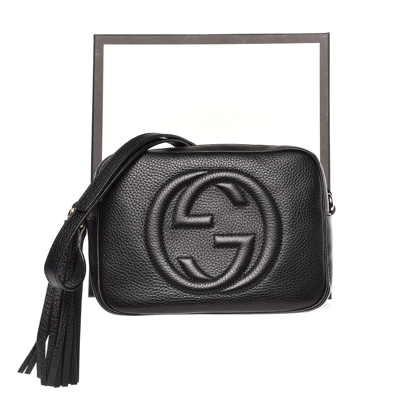 Pebbled Calfskin Small Soho Disco Bag Black