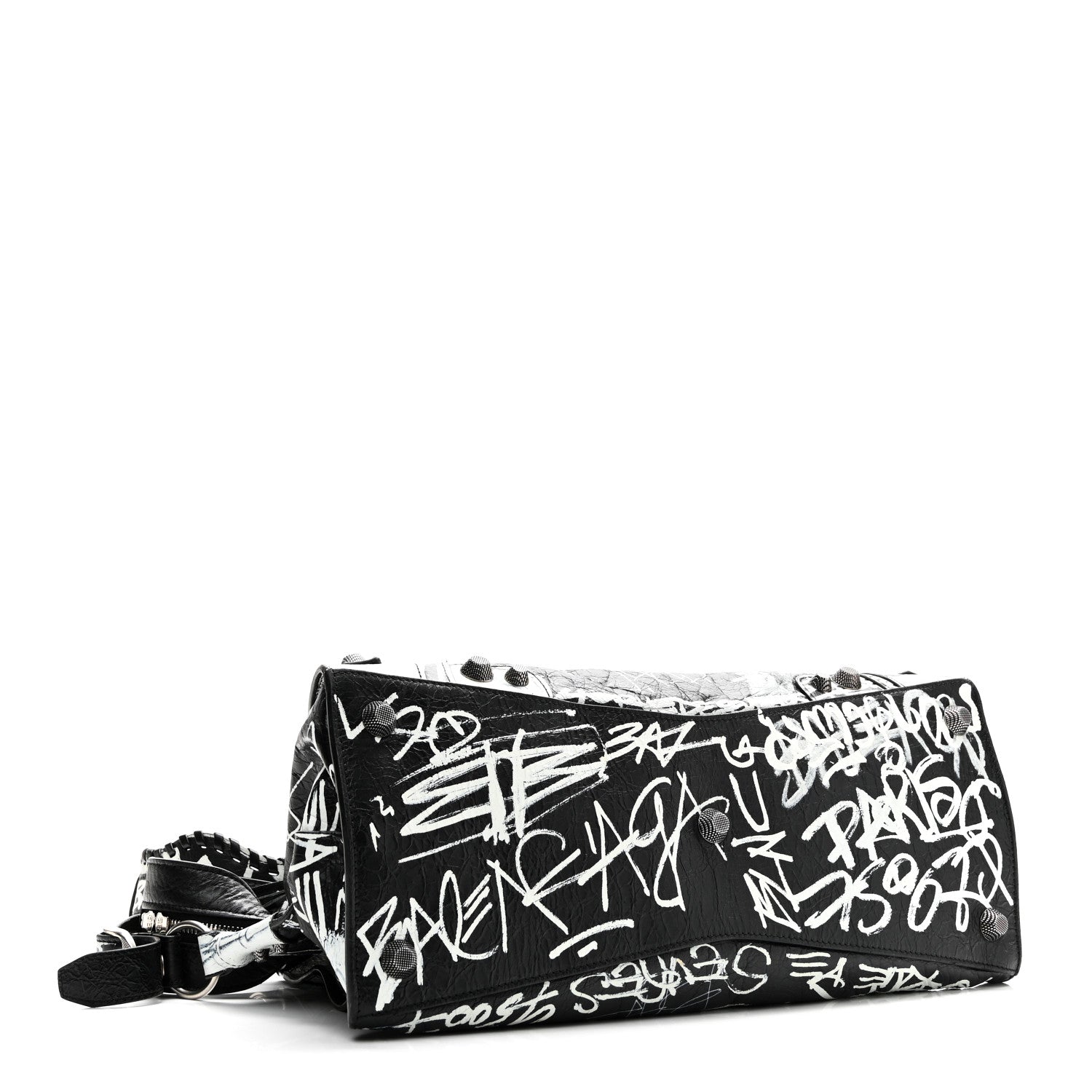 Balenciaga Agneau Arena Graffiti Neo Cagole City Handbag Black