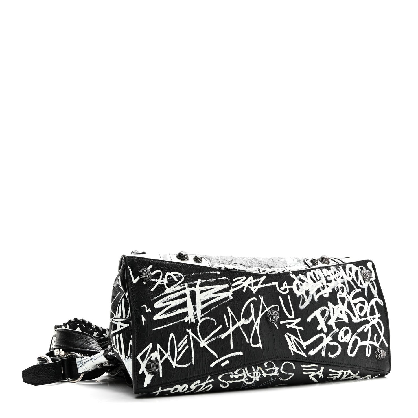 Agneau Arena Graffiti Neo Cagole City Handbag Black White