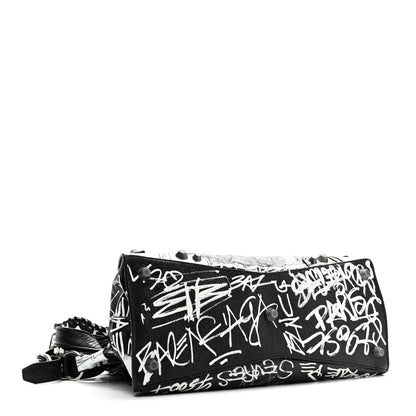 Balenciaga Agneau Arena Graffiti Neo Cagole City Handbag Black White 4 of 10