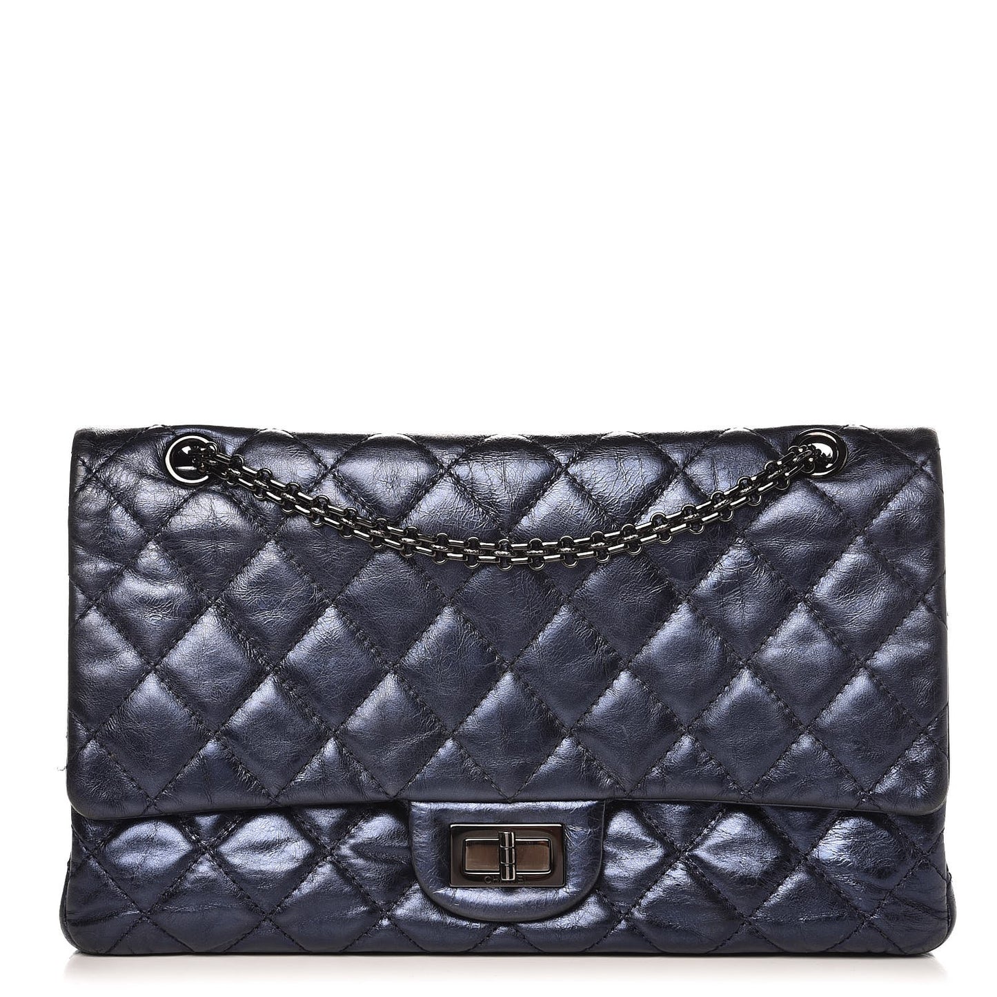 Metallic Aged Calfskin 2.55 Reissue Flap 227 Blue