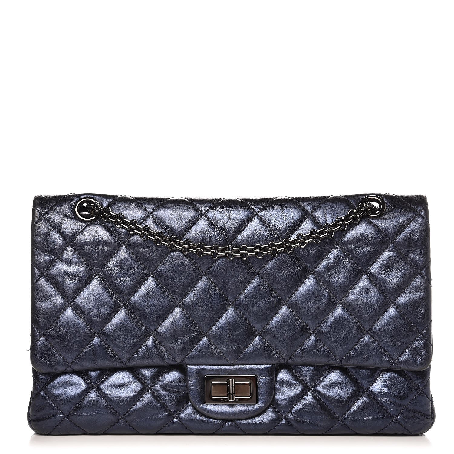 Chanel Metallic Aged Calfskin 2.55 Reissue Flap 227 Blue 1 of 14