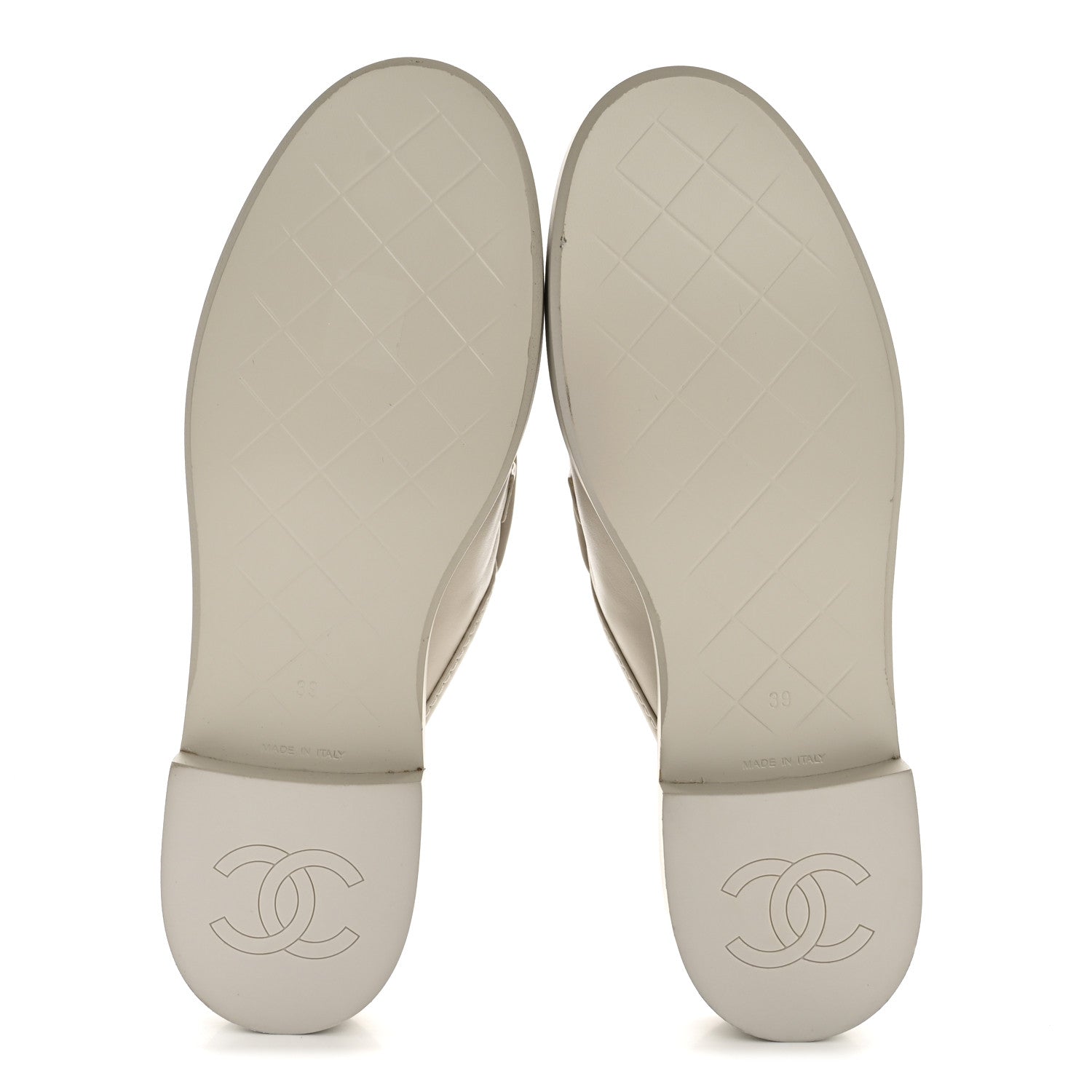 Chanel Lambskin Quilted CC Turnlock Mules 39 Light Grey 6 of 10