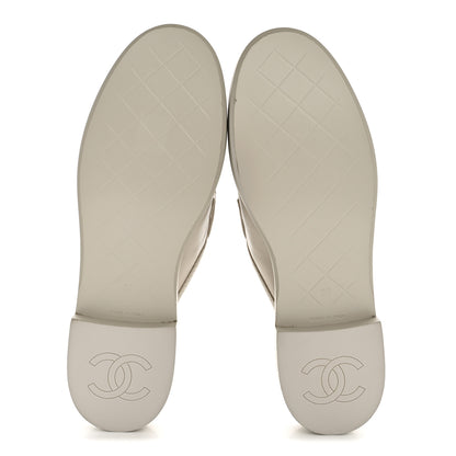 Chanel Lambskin Quilted CC Turnlock Mules 39 Light Grey 6 of 10