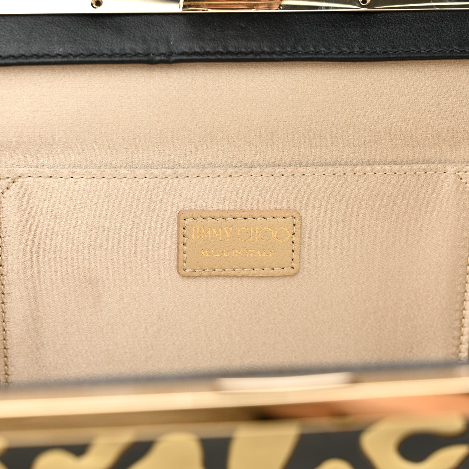 Jimmy Choo Calfskin Metallic Clutch Black Gold 6 of 10