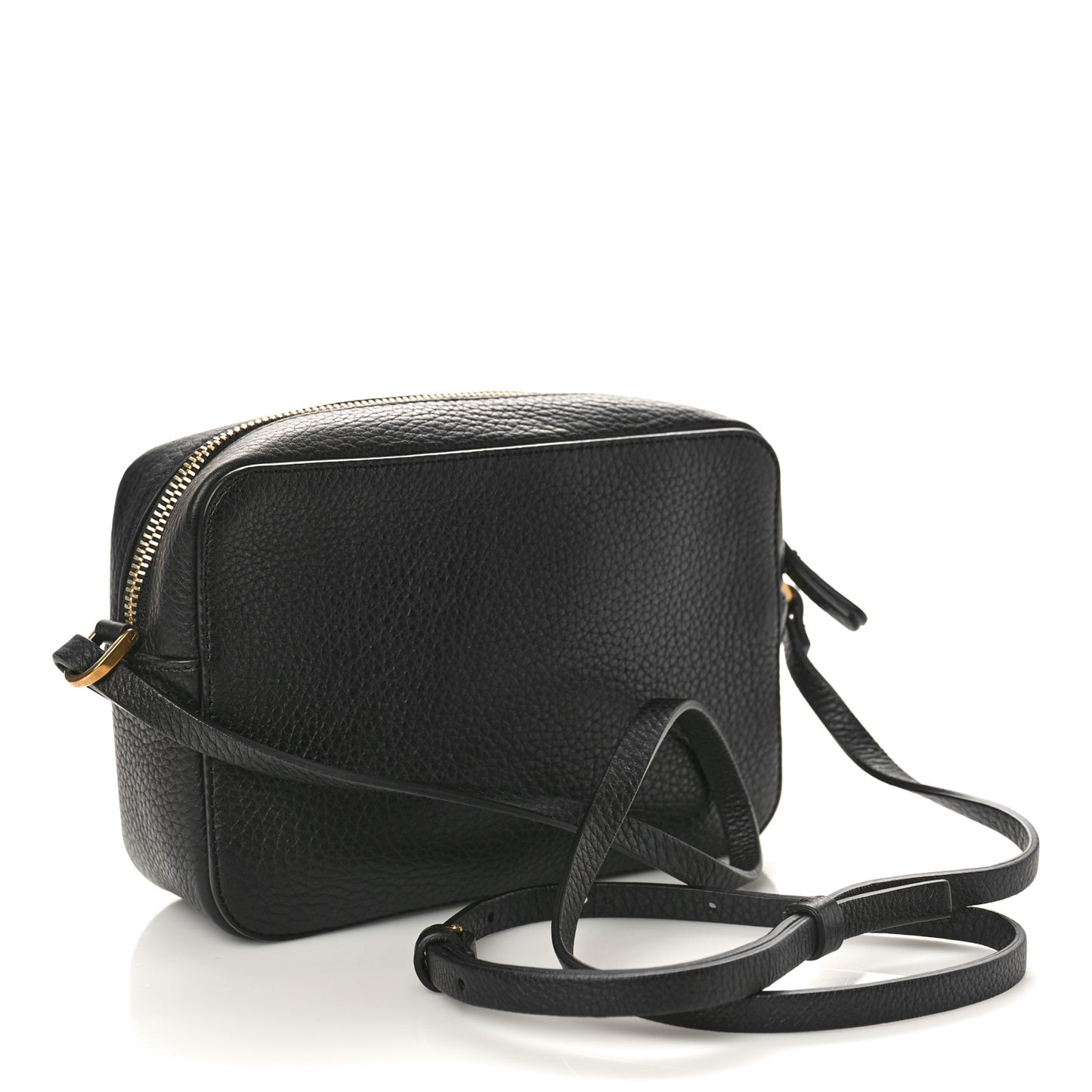 Calfskin Logo Embossed Camera Bag Black