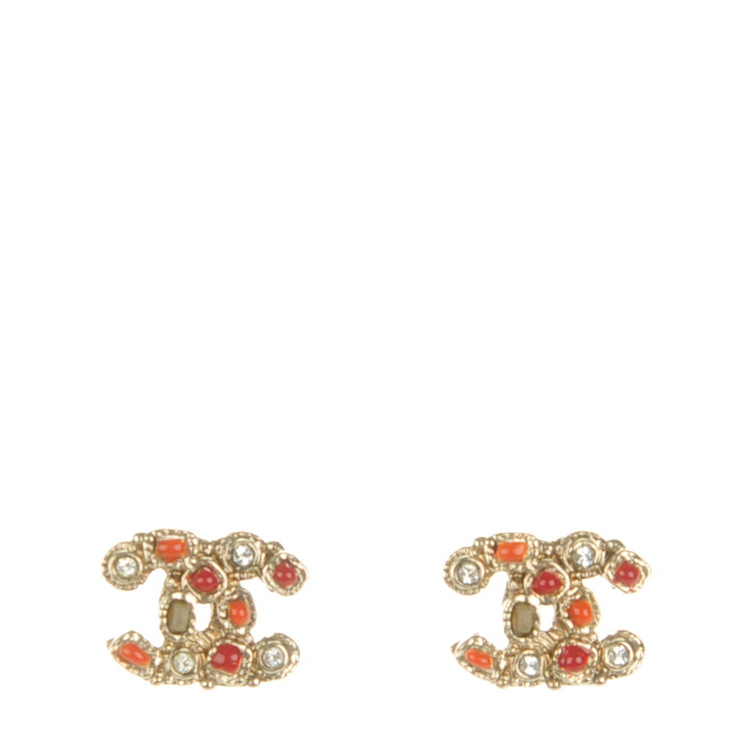 Chanel Gripoix Crystal CC Earrings Gold 1 of 5