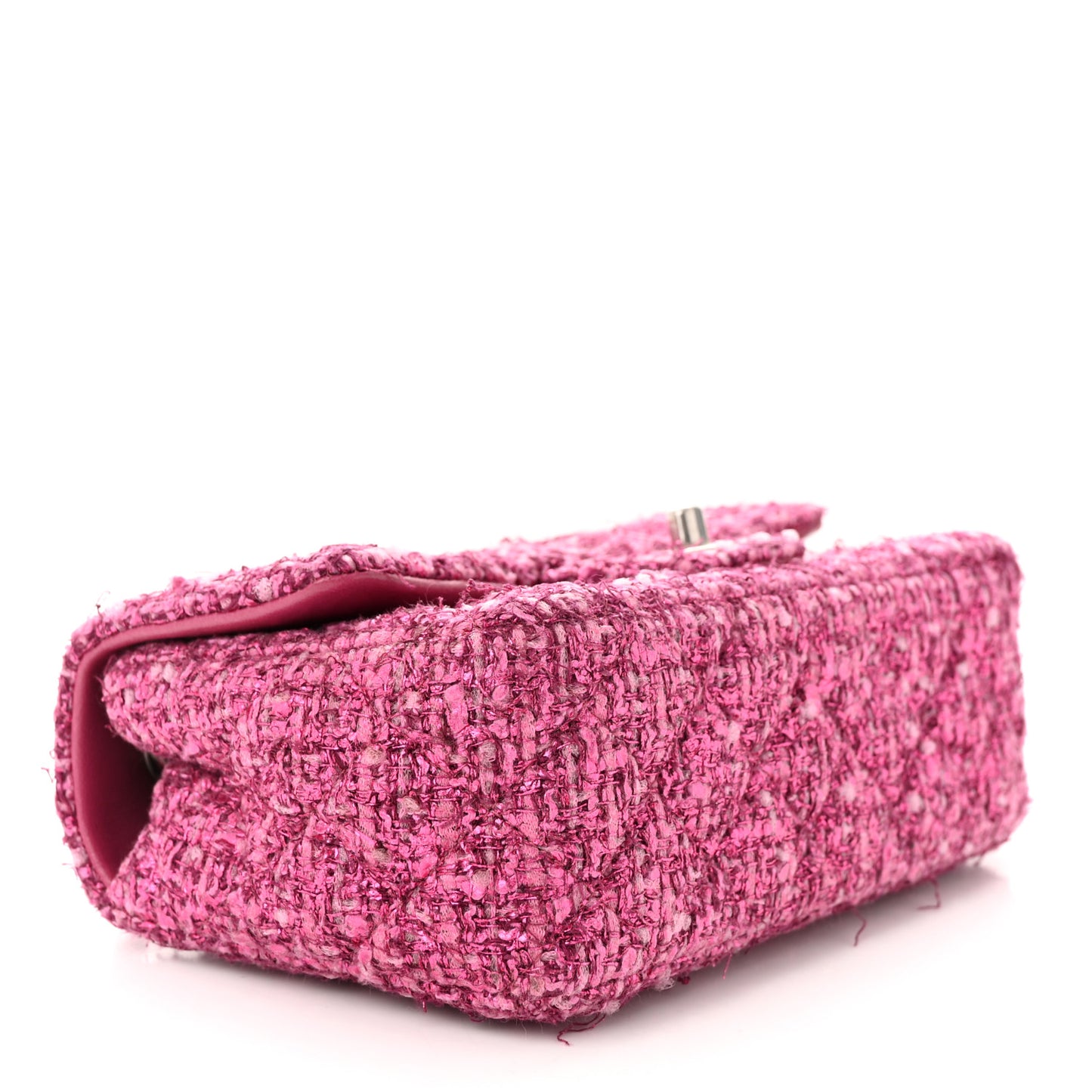 Metallic Tweed Quilted Mini Rectangular Flap Pink