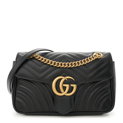 Gucci Calfskin Matelasse Small GG Marmont Shoulder Bag Black 1 of 14