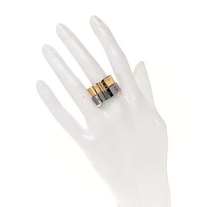 Louis Vuitton Metal LV Instinct Set of 2 Rings M 63/10.25 Silver Gold 2 of 7