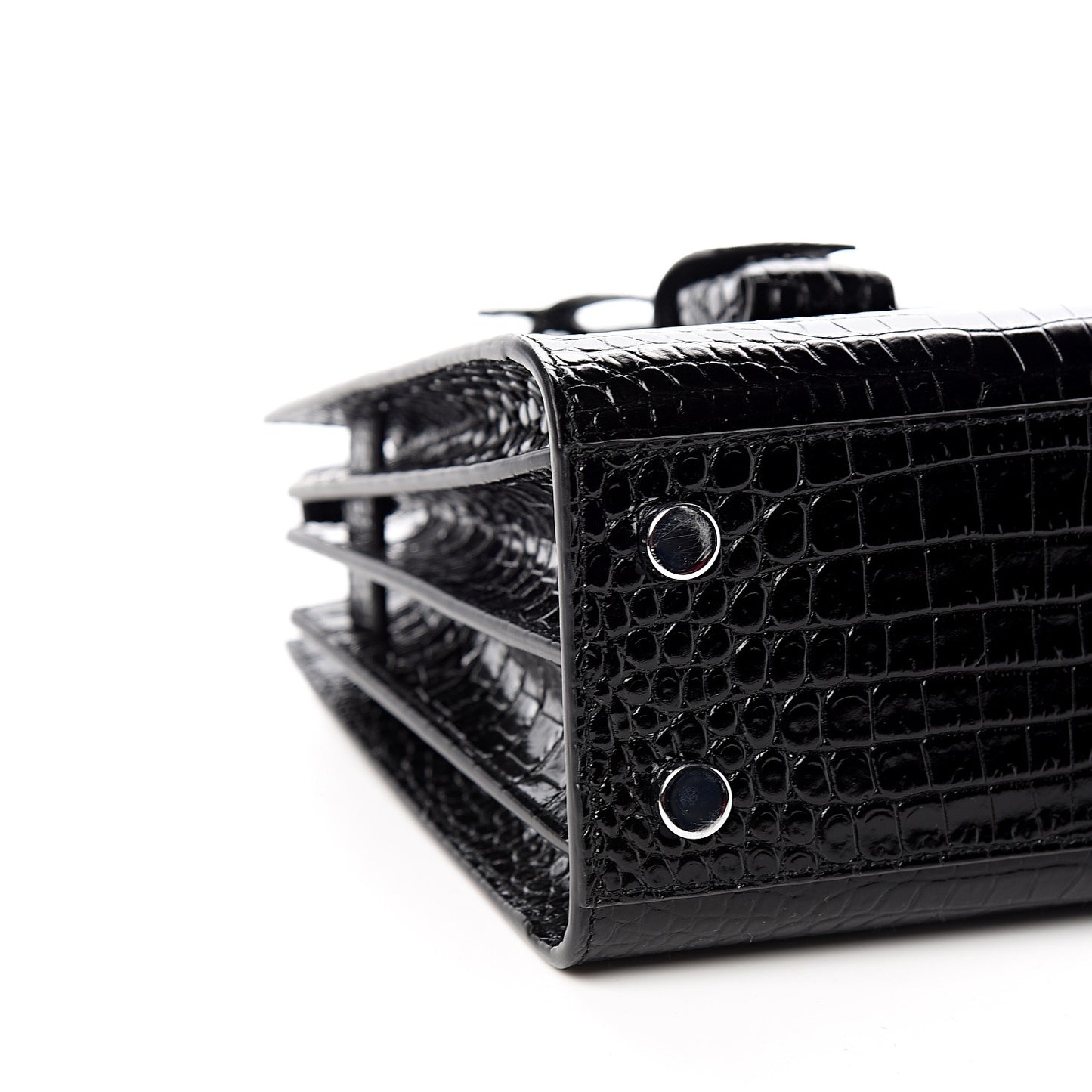 Calfskin Crocodile Embossed Nano Sac De Jour Black
