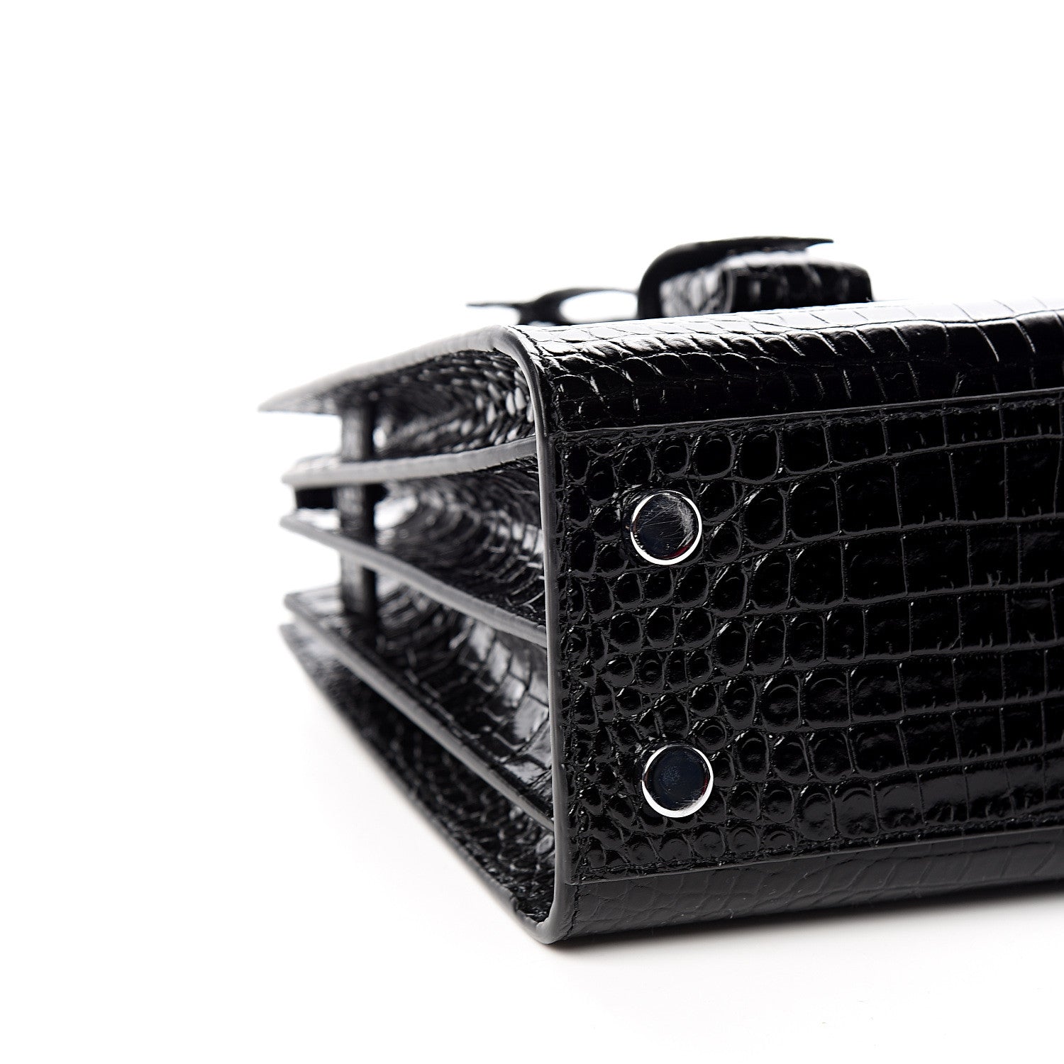 Saint Laurent Calfskin Crocodile Embossed Nano Sac De Jour Black 7 of 9