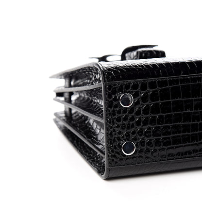 Saint Laurent Calfskin Crocodile Embossed Nano Sac De Jour Black 7 of 9