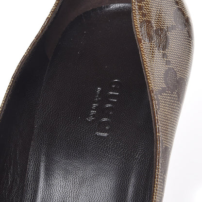 Gucci Crystal Monogram Wedges Pumps 9.5 Beige Ebony 9 of 12