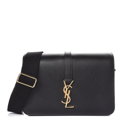 Saint Laurent Textured Calfskin Medium Classic Monogram Universite Bag Black 1 of 7