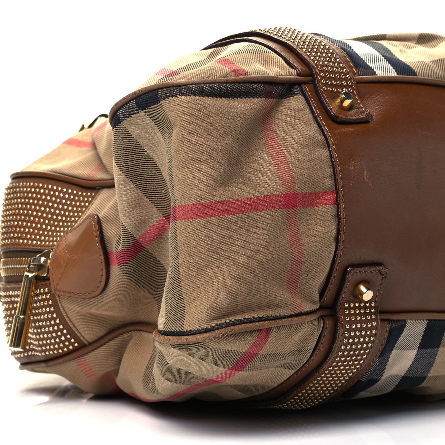Burberry House Check Studded Knight Satchel Brown 5 of 9