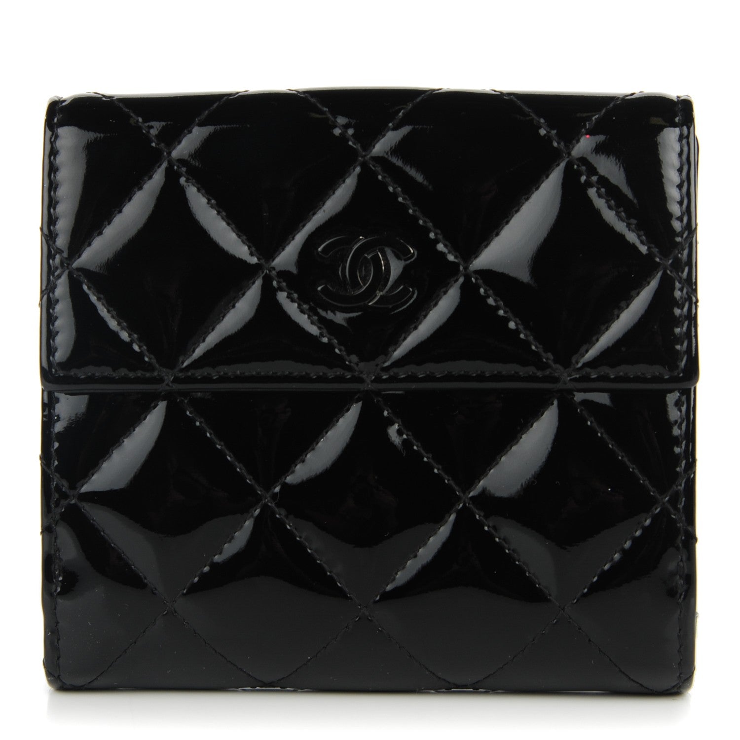Chanel Patent Quilted CC French Wallet Black 1 of 8