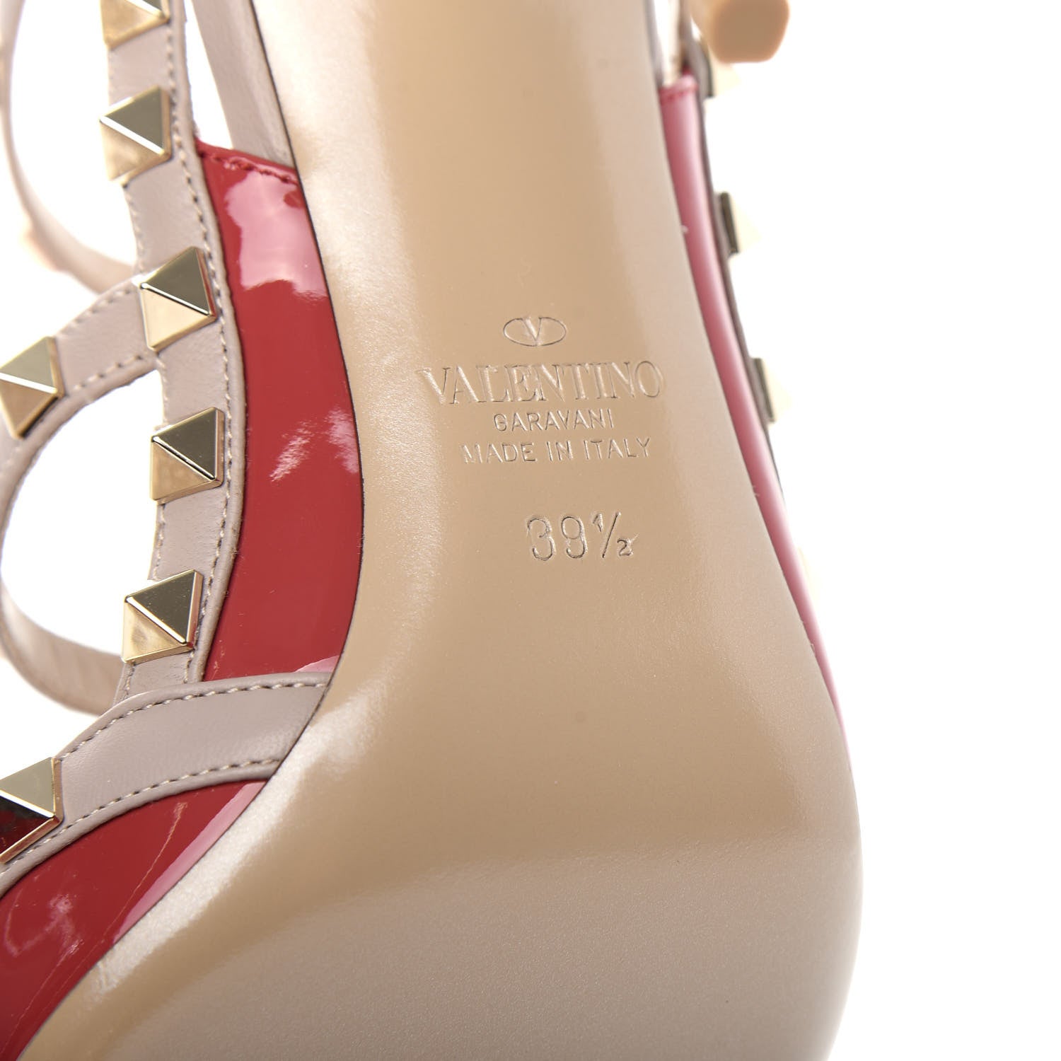 Valentino Garavani Patent Nappa Rockstud Ankle Strap 100mm Pumps 39.5 Rosso Valentino Poudre 9 of 10