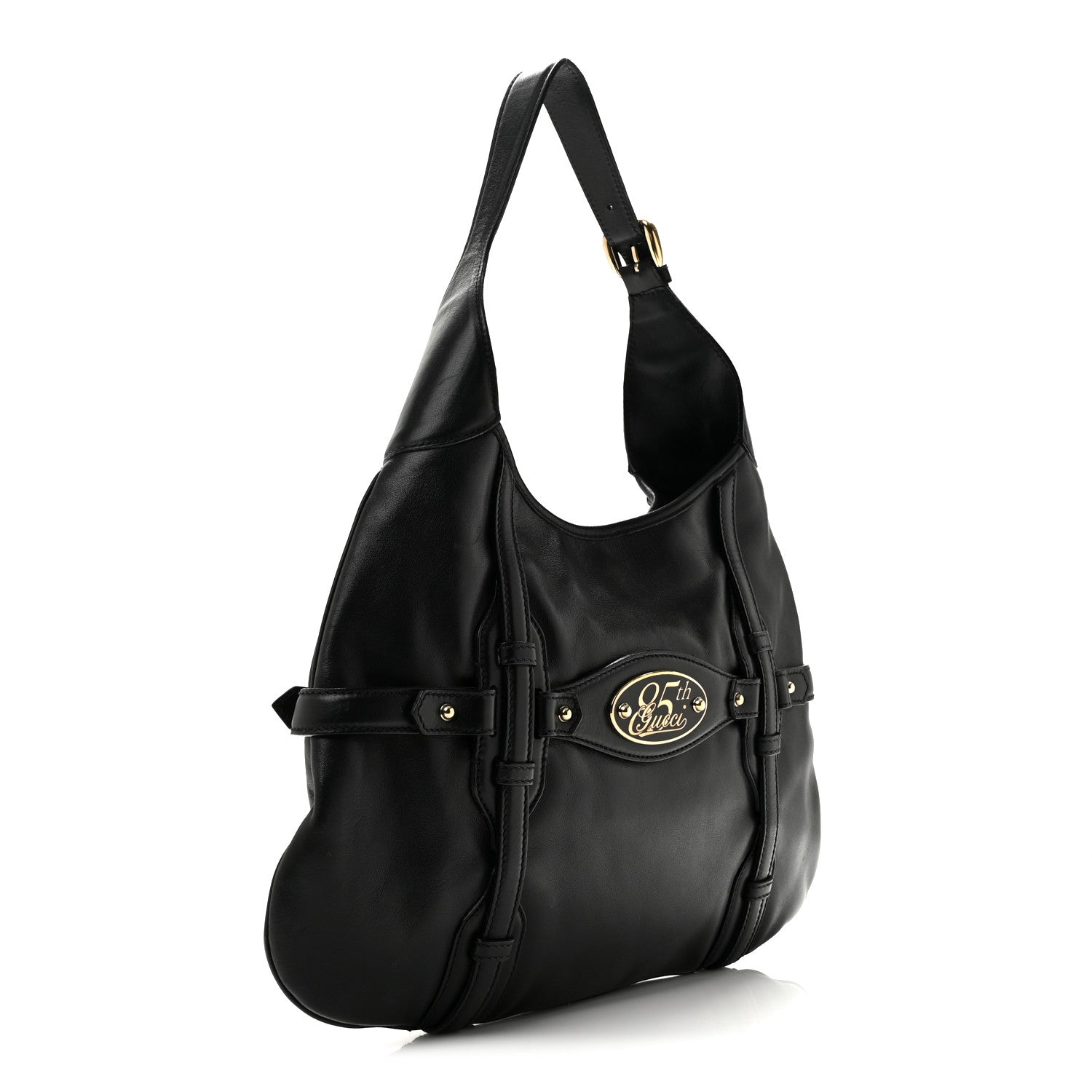 Gucci Calfskin Horsebit 85th Anniversary Hobo Black 3 of 14