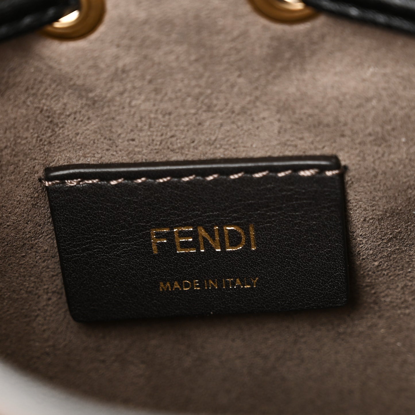 Vitello Liberty F is Fendi Bi-Color FF 1974 Embossed Mini Mon Tresor Bucket Bag Maya Black