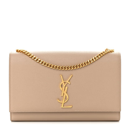 Saint Laurent Grain De Poudre Medium Monogram Kate Satchel Dark Beige 1 of 14