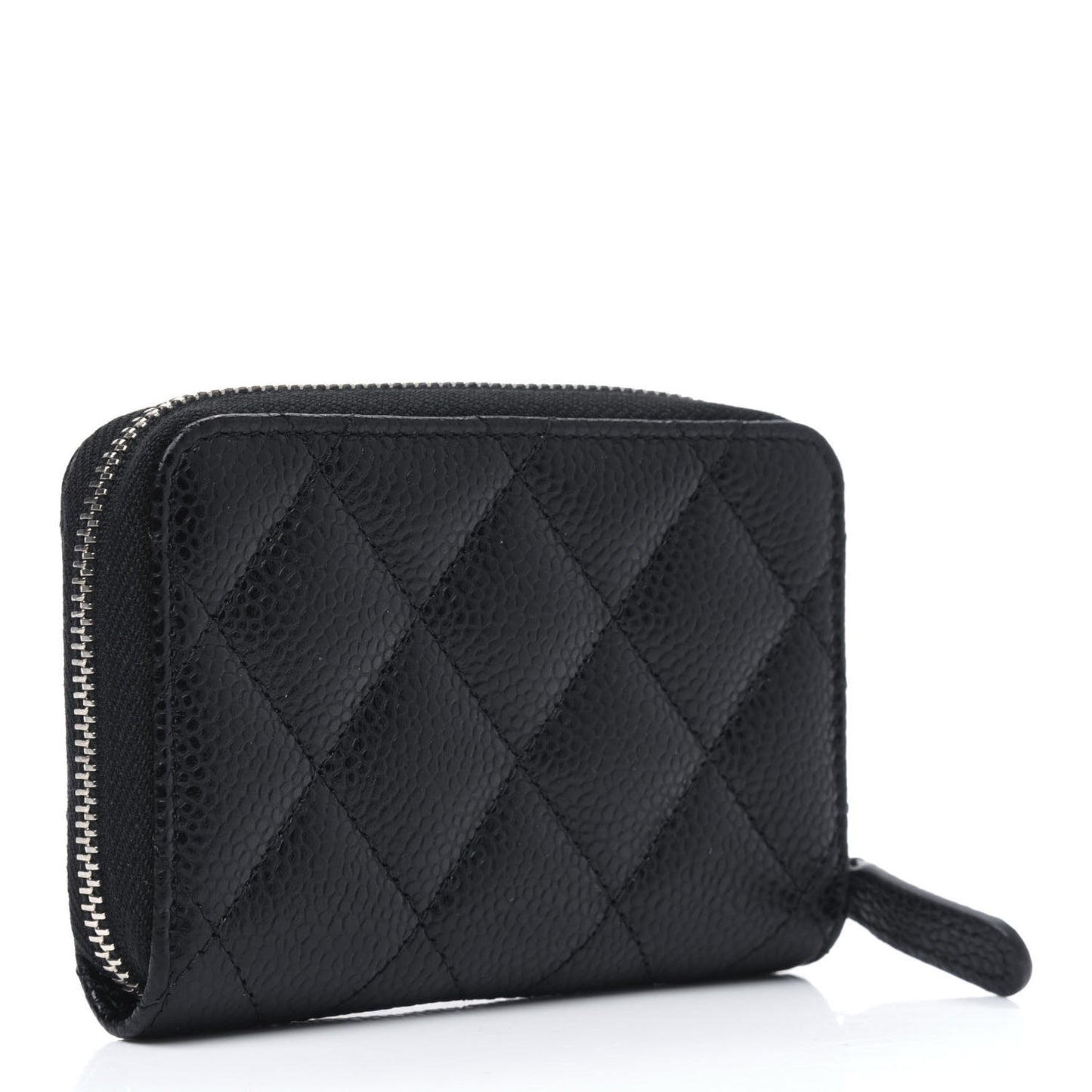 Caviar Quilted Zip Coin Purse Black