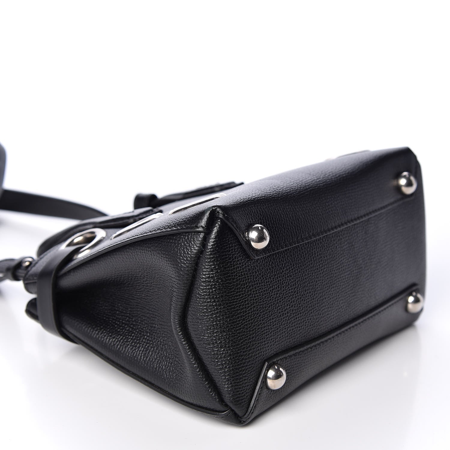 Burberry Grainy Calfskin House Check Grommet Baby Banner Tote Black 3 of 10