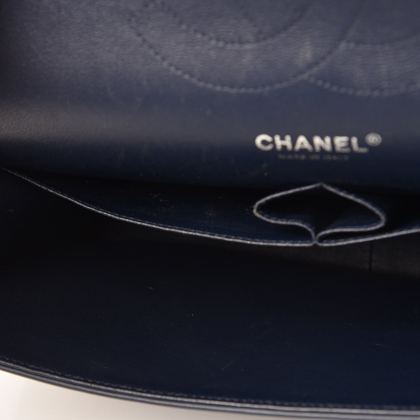 Patent Quilted Jumbo Double Flap Navy