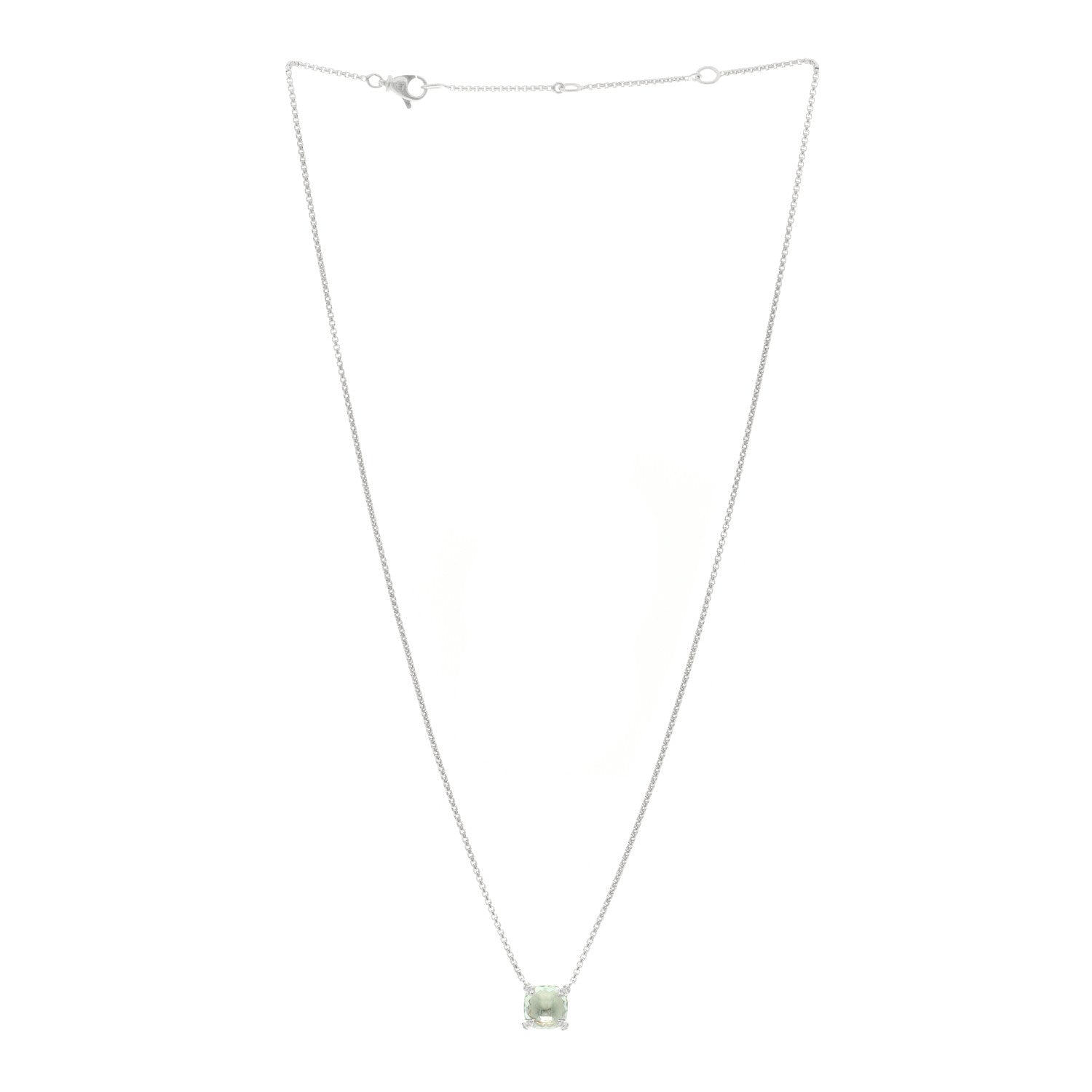 David Yurman Sterling Silver Diamond Prasiolite 9mm Petite Chatelaine Pendant Necklace 3 of 5