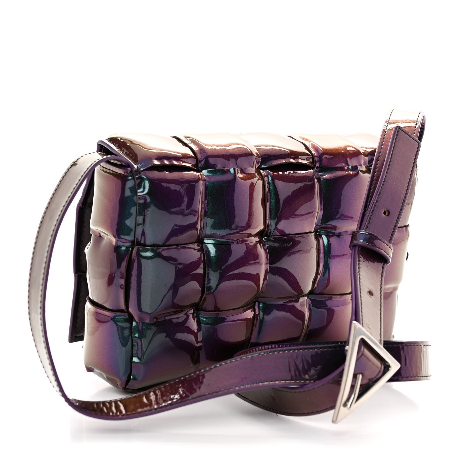 Bottega Veneta Glossy Nail Polish Nappa Maxi Intreccio Padded Cassette Crossbody Bag Holographic 3 of 9