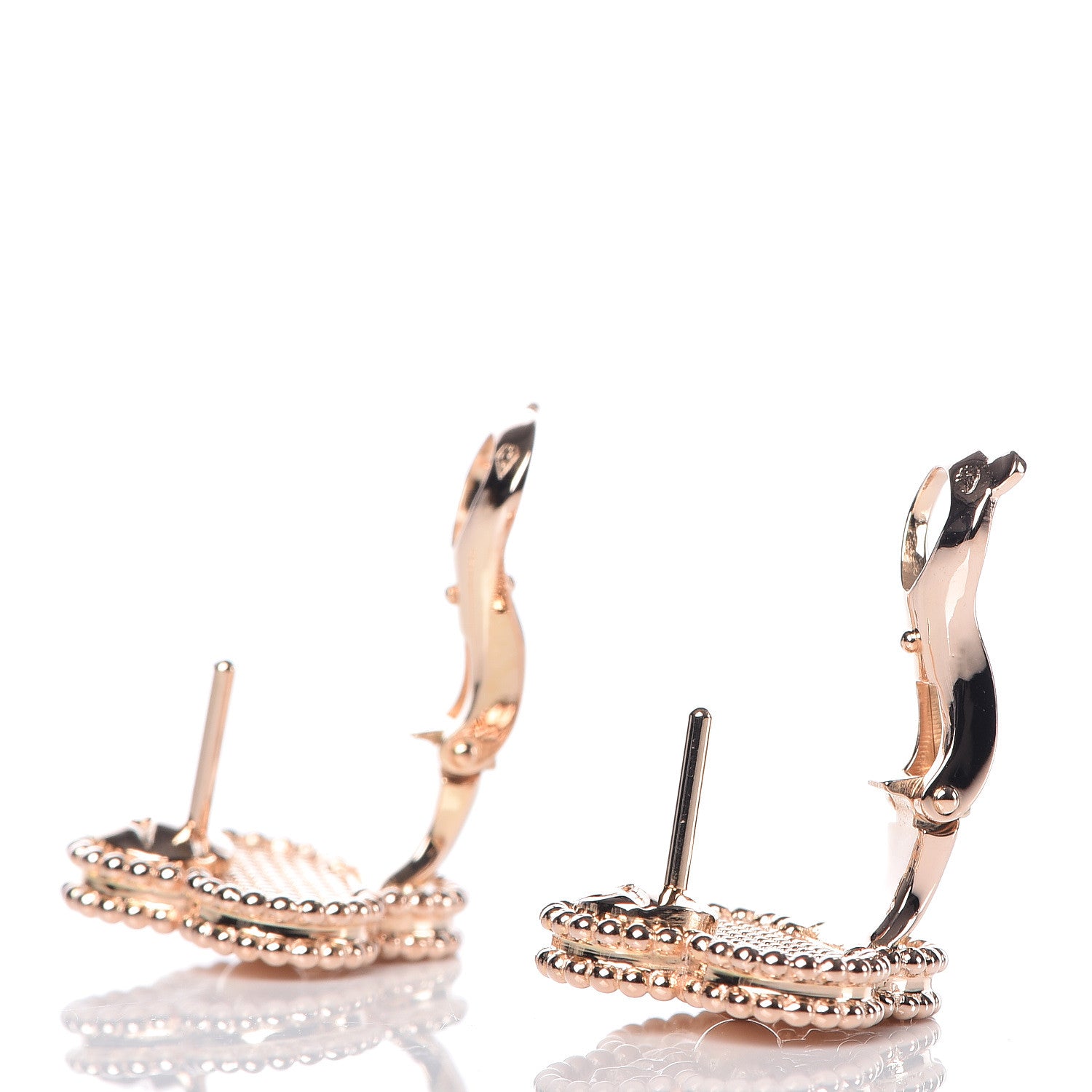Van Cleef & Arpels 18K Rose Gold Vintage Alhambra Earrings 3 of 5