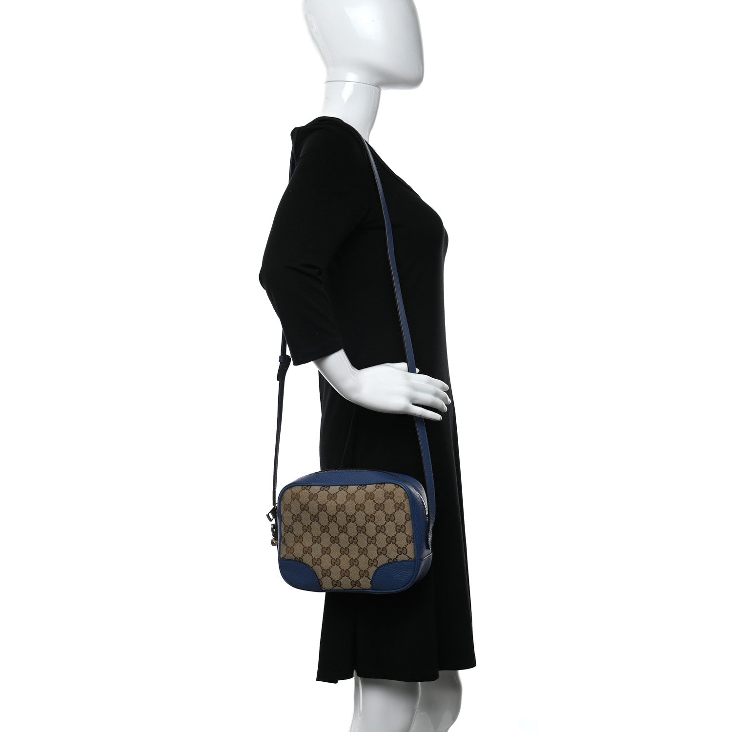 Gucci Monogram Dollar Calfskin Mini Bree Messenger Bag Beige Ebony Caspian 2 of 10