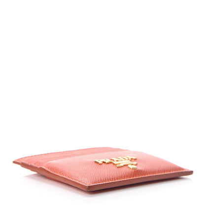 Prada Saffiano Metal Business Card Holder Arancio 4 of 7