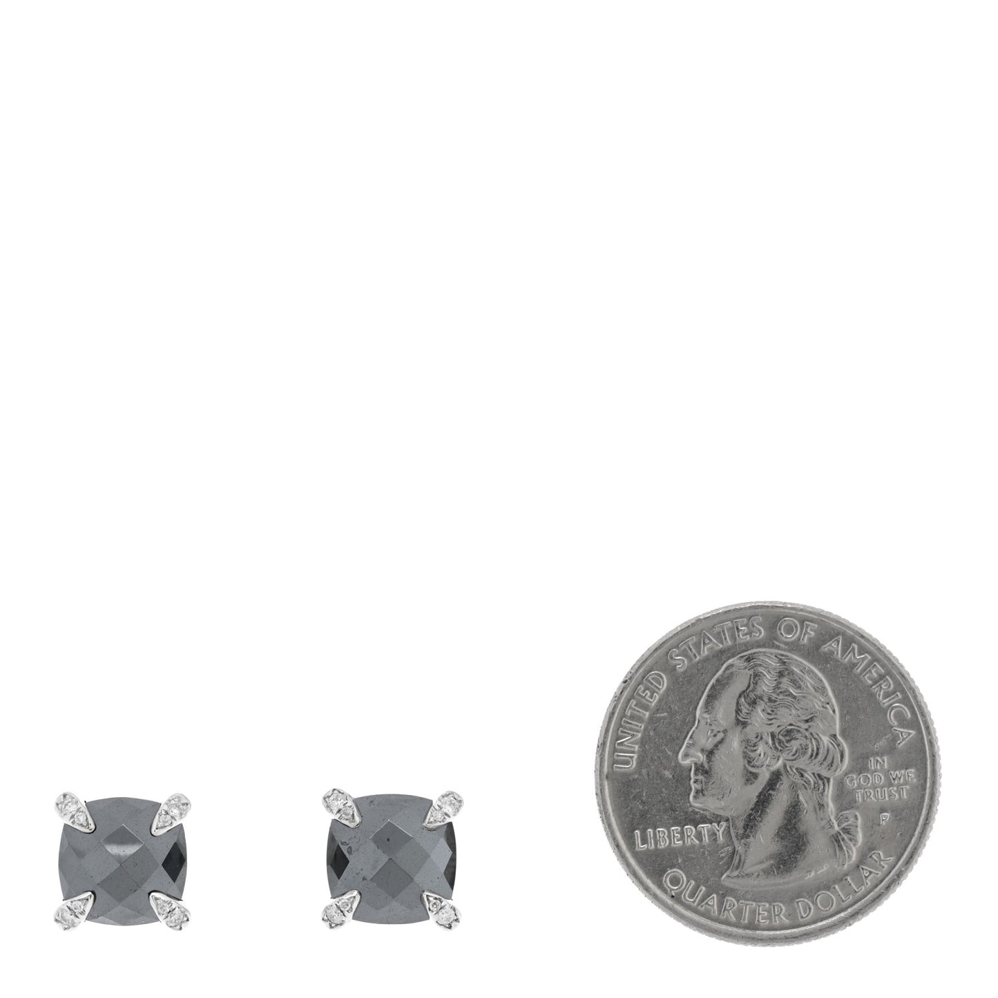 Sterling Silver Diamond Hematine 9mm Chatelaine Earrings