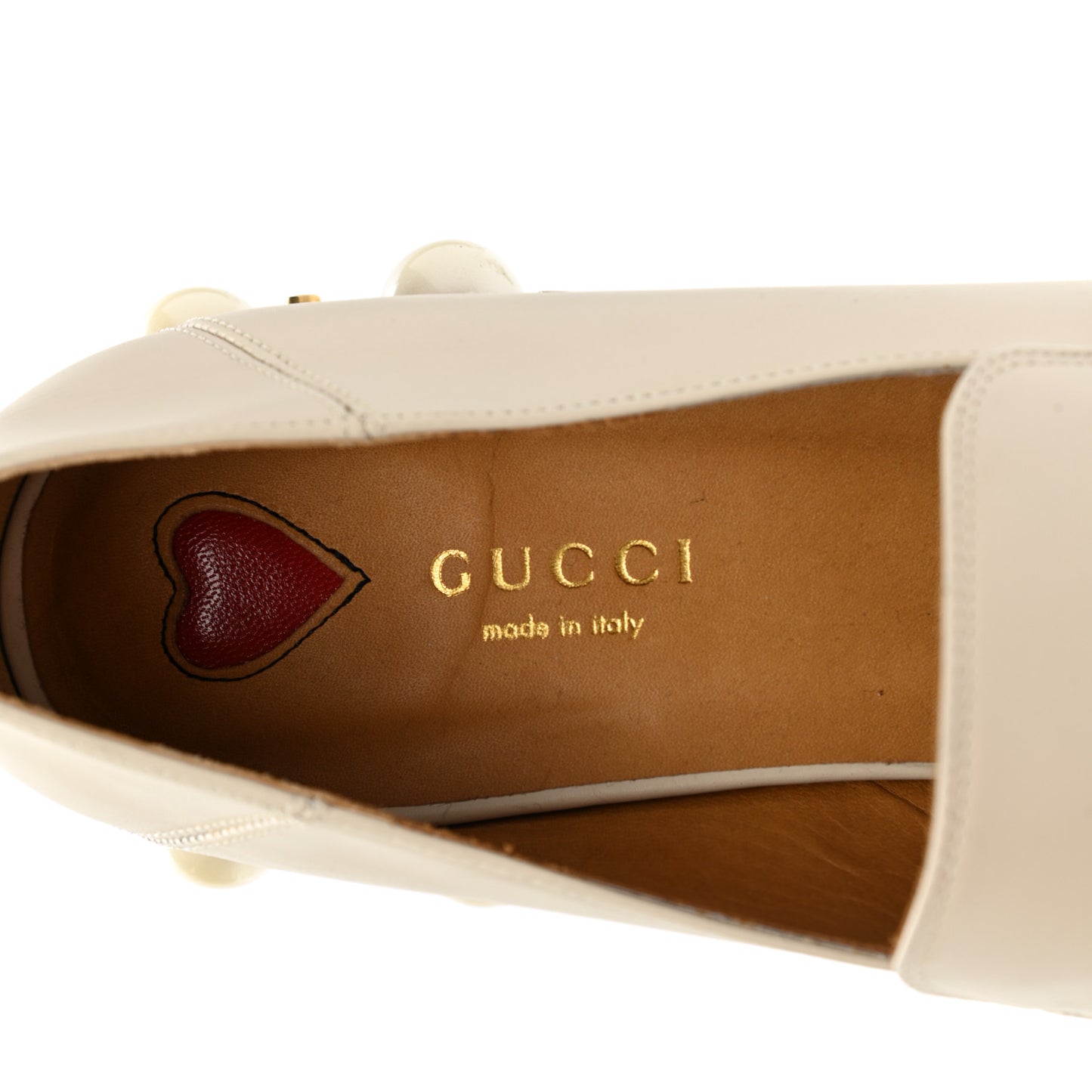 Betis Glamour Calfskin Web Pearl Embellished Peyton 35mm Loafer Pumps 38 Mystic White