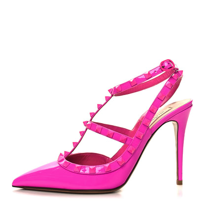 Valentino Garavani Patent Lacquer Monochrome Rockstud Ankle Strap 100mm Pumps 40 Pink PP 1 of 9