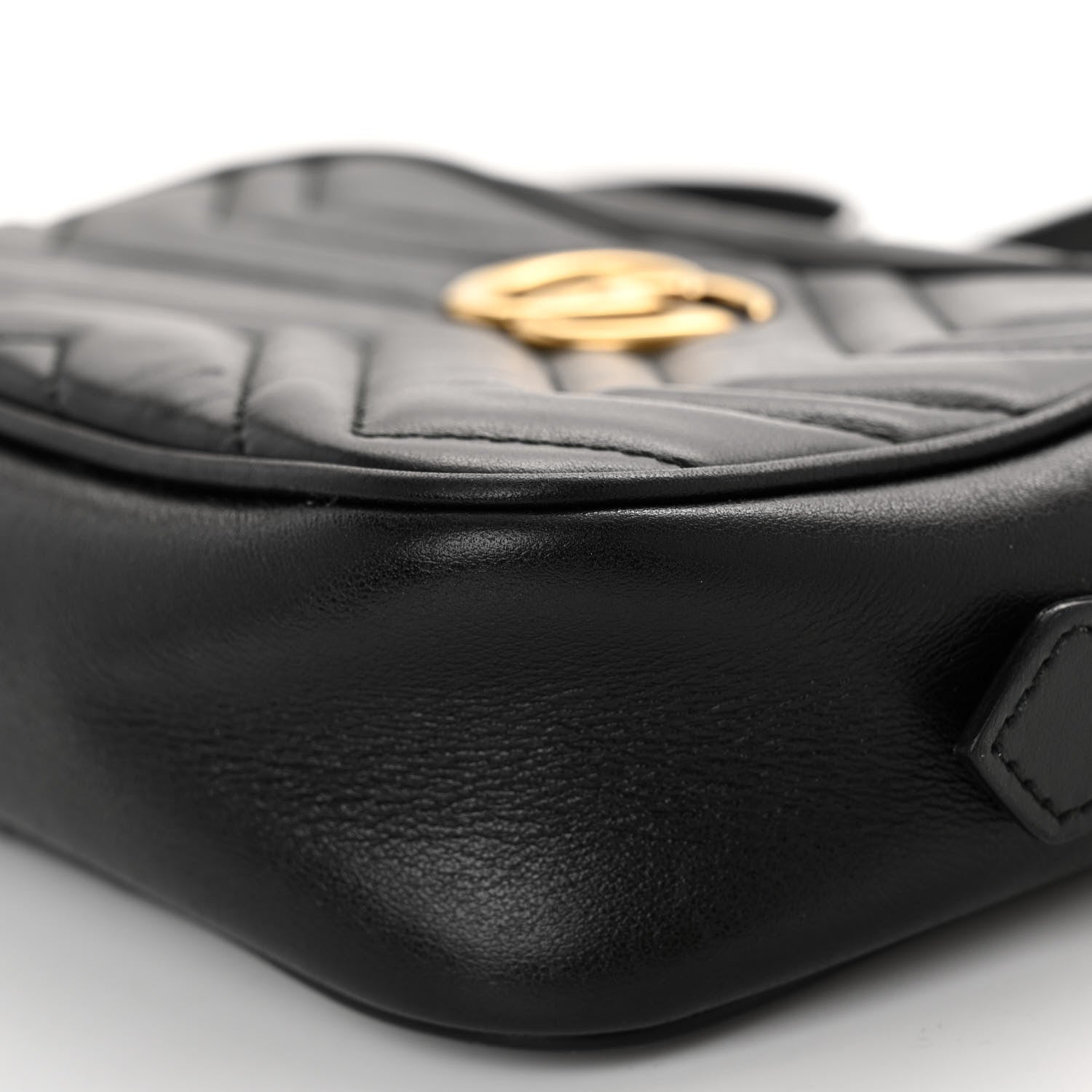 Gucci Calfskin Matelasse Mini GG Marmont Chain Shoulder Bag Black 18 of 19