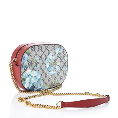 Gucci GG Supreme Monogram Blooms Mini Chain Shoulder Bag Beige Blue Navy Hibiscus Red 3 of 9