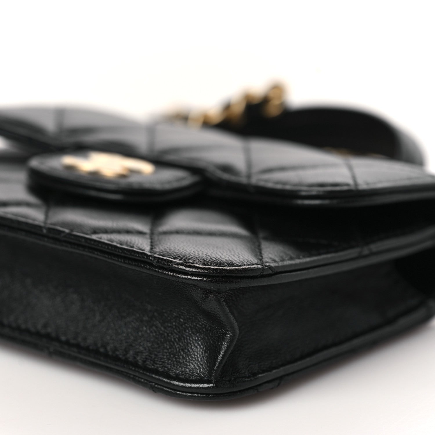 Chanel Lambskin Quilted Top Handle Flap Coin Purse With Chain Black 10 of 11